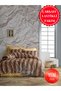 Teenager's Room and Children's Room Brown Orange Leopard Pattern Single Duvet Cover Set with Elastic Sheets