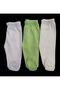 Baby Booties Bottom Breathable Fabric Solid Color (Pack of 3 White-cream-teal Green)