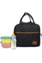 Food Carrying Lunch Bag Heat Insulated Thermal Bag with Hanger Black - 2
