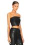 Women's Faux Leather Strapless Crop Top - 2