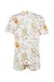 Çok Renkli %100 Pamuklu Çiçek Desenli Şortlu Örme Pijama Takımı THMSS23PT00020 - 8