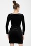 Women's Black Slit Detailed Velvet Dress - 5