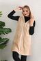 Polar Cream Color Zippered Long Vest