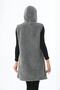 Zippered Fleece Long Gray Plush Vest - 4