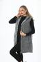 Zippered Fleece Long Gray Plush Vest - 5