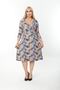 Plus Size Double Breasted Neck Short Sleeve Twist Fabric Midi Dress