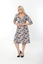 Plus Size Double Breasted Neck Short Sleeve Twist Fabric Midi Dress - 6