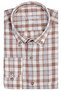 Men's Brown 100% Cotton Long Sleeve Collar Buttoned Single Pocket Checkered Classic Cut Shirt