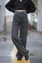Bella Women's Gold Smoked Snow Wash Lycra Wide Leg Jeans Loose Wide Leg Anthracite Jeans