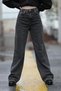 Cemre Women's Gold Smoked Snow Wash Lycra Wide Leg Jeans Loose Wide Leg Anthracite Jeans - 3
