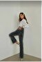 Serenay 90's Smoked Power Lycra Super High Waist Loose Jeans Palazzo Pants - 4