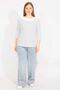 Women's White Large Size Cotton Fabric Blouse with Ornamental Buckle on the Collar and Point Pattern 65n35561 - 5
