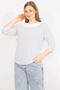 Women's White Large Size Cotton Fabric Blouse with Ornamental Buckle on the Collar and Point Pattern 65n35561 - 7