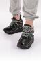 Women's Thick Sole Lace-Up Sports Shoes Black Wrinkled Patent Leather Red 2128106