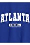 Unisex Oversize Atlanta Georgia Printed Cobalt Blue Hooded Sweatshirt - 5