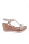 Women's Wedge Sole Braided Sandals with Elastic Back Gold Linen 21472328