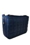 Three-Compartment Quilted Bag Dark Blue