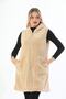 Polar Cream Color Zippered Long Vest - 3