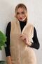 Polar Cream Color Zippered Long Vest - 5