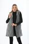 Zippered Fleece Long Gray Plush Vest - 7