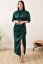 Chief Collar Slit Satin Dress 22-257 - 3