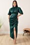 Chief Collar Slit Satin Dress 22-257 - 4