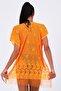 Women's Plain Lace Tasseled Pareo Orange - 4