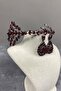 Burgundy Double Sided Selen Model Henna Bridal Crown and Drop Stone Earring Set – Crown, Crystal Stone – Crown - 6