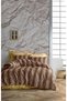 Teenager's Room and Children's Room Brown Orange Leopard Pattern Single Duvet Cover Set with Elastic Sheets - 3