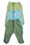 Baby Booties Bottom Breathable Fabric Solid Color (Pack of 3 - Water Green - Mold Green)
