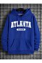 Unisex Oversize Atlanta Georgia Printed Cobalt Blue Hooded Sweatshirt