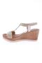 Women's Wedge Sole Braided Sandals with Elastic Back Gold Linen 21472328 - 3