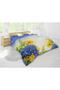 Yellow and Blue Bouquet Flowers 3D Digital Printed Double Duvet Cover Set - 2