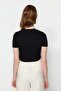 Black Knitted Body Tunic - Half Sleeve and Snaps at the Bottom TCTSS23UK00056 - 6