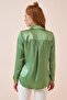 Women's Peanut Green Light Flowy Satin Surface Shirt DD00990 - 5