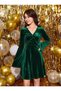 Girl's Christmas Christmas V-Neck Velvet Dress - 2