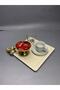 Stainless Steel Square Cream Coffee, Tea, Decorative Presentation Serving Tray with Luxury Butterfly Accessory - 2