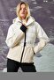 Women's Beige Patterned Coat 3WAK20155EW - 3