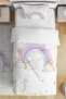 Powder White Rainbow Patterned Single Baby Kids Bedding Set