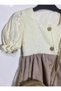 Girl's Princess Sleeve Dress with Straw Bag - 2