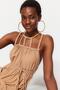 Brown Belted Maxi Woven Tie-Up 100% Cotton Beach Dress TBESS23EL00070 - 2