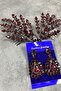 Burgundy Double Leaf Helen Model Henna Crown Hair Accessory and Drop Stone Evening Dress Earring Set – Crown - 2
