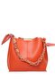 Crocos Orange Scarf Chain Accessory Soft Leather 3 Compartment Stylish and Elegant Handbag and Shoulder Bag