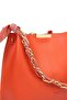 Crocos Orange Scarf Chain Accessory Soft Leather 3 Compartment Stylish and Elegant Handbag and Shoulder Bag - 4
