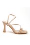 Women's Summer Nude Faux Leather Heeled Shoes Heeled Shoes Mirror Heel - 4