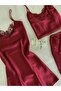 3-Piece Noble Bordeaux Satin Burgundy Dowry Set - 2