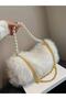 White Pearl Plush Women's Shoulder Bag - Std Classic - 5