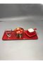 Stainless Steel Red Color Baton Service, Tea, Coffee, Treats and Presentation Tray - 2