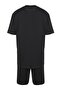 Siyah Regular Fit Bisiklet Yaka Baskılı Şortlu Pijama Takımı TMNSS23PT00017 - 9