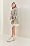 Women's White Black Striped Buttoned Soft Knitwear Dress 20235019 - 6